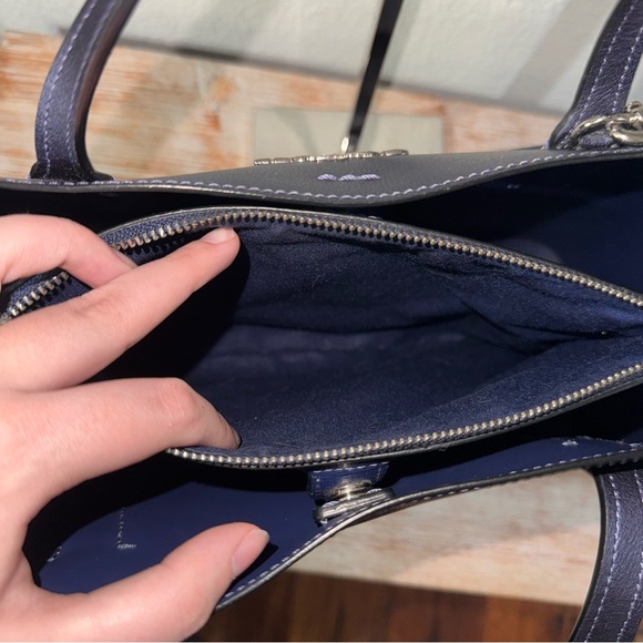 COACH Avenue Tote / Carry-All Shoulder Bag F48734 - Metallic Blue Navy EUC - Picture 6 of 8